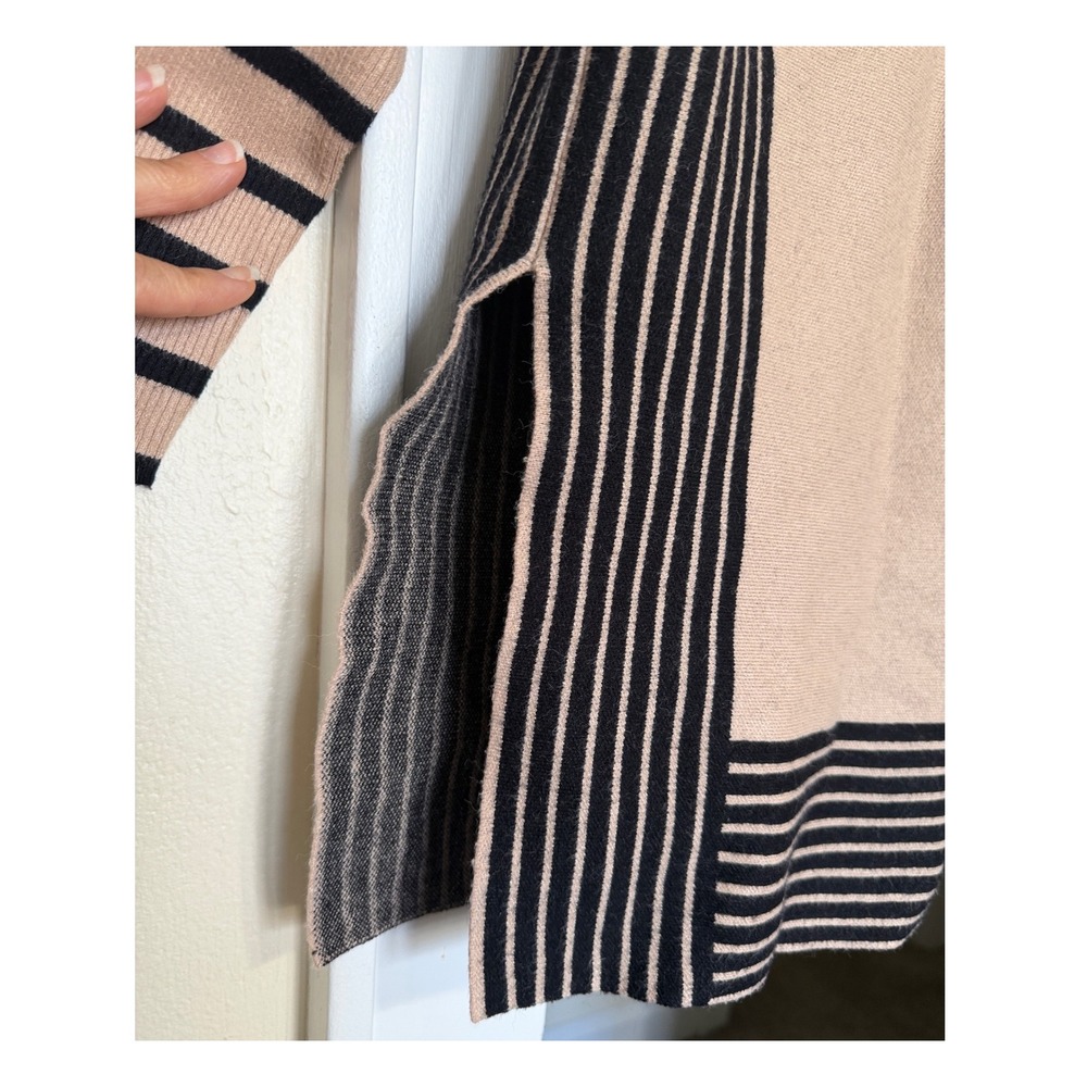Frank Lyman Montreal Womens Beige Black Striped Knit Tunic Sweater L Lagenlook - Picture 7 of 8